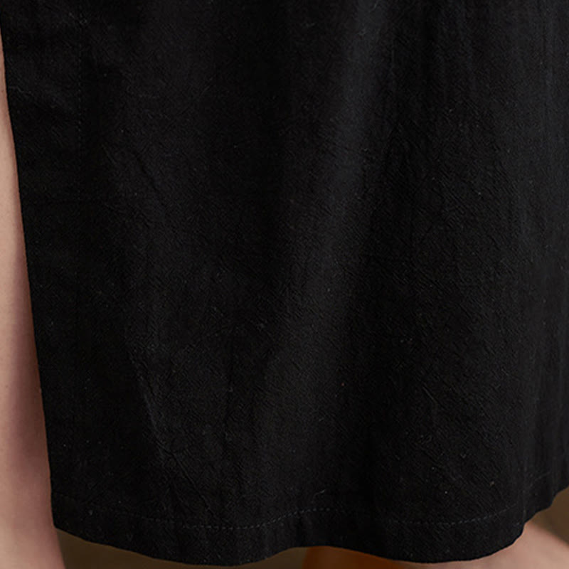 Buddha Stones秋 カジュアル シンプルデザイン 長袖 コットンリネン マキシワンピース ポケット付き - image 13