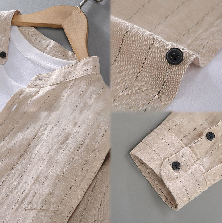 Buddha Stonesデイリータンスーツ メンズ ストライプ柄 コットンリネン 長袖シャツ - image 10