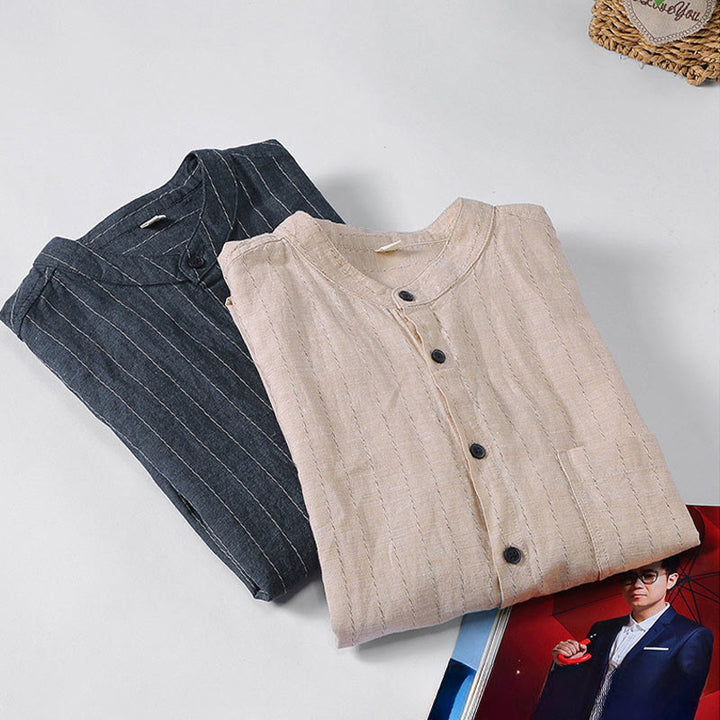 Buddha Stonesデイリータンスーツ メンズ ストライプ柄 コットンリネン 長袖シャツ - image 11