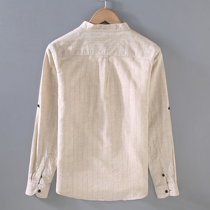 Buddha Stonesデイリータンスーツ メンズ ストライプ柄 コットンリネン 長袖シャツ - image 3