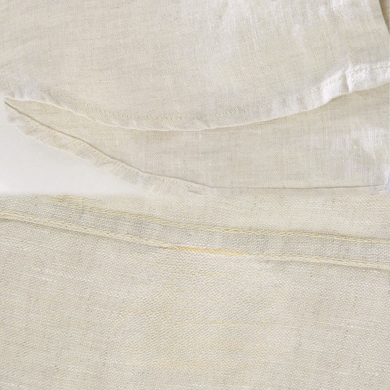 Buddha Stones春 メンズ カジュアル 純色 リネン 長袖 シャツ ポケット付き - image 4