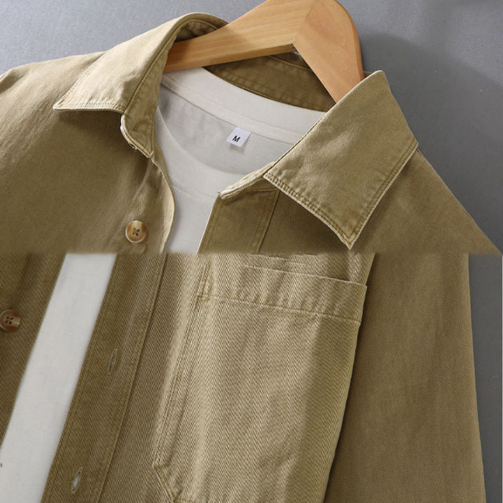 Buddha Stonesメンズ 純色 タッセル裾デザイン コットン 長袖シャツ ポケット付き - image 3