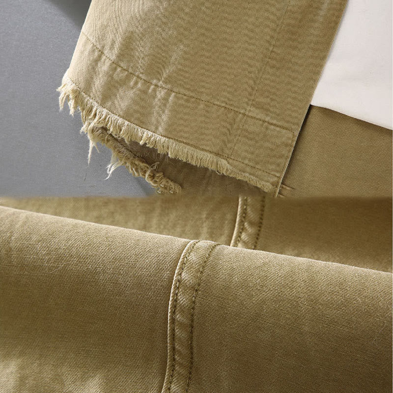 Buddha Stonesメンズ 純色 タッセル裾デザイン コットン 長袖シャツ ポケット付き - image 4