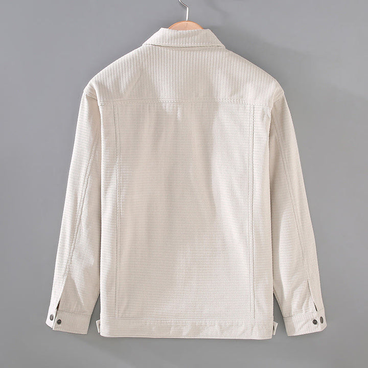 Buddha Stones通勤用ラペルデザインボタン付きメンズ長袖ジャケット（ポケット付き） - image 1