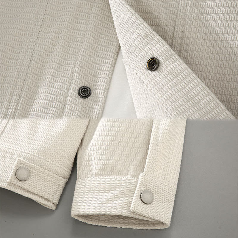 Buddha Stones通勤用ラペルデザインボタン付きメンズ長袖ジャケット（ポケット付き） - image 4