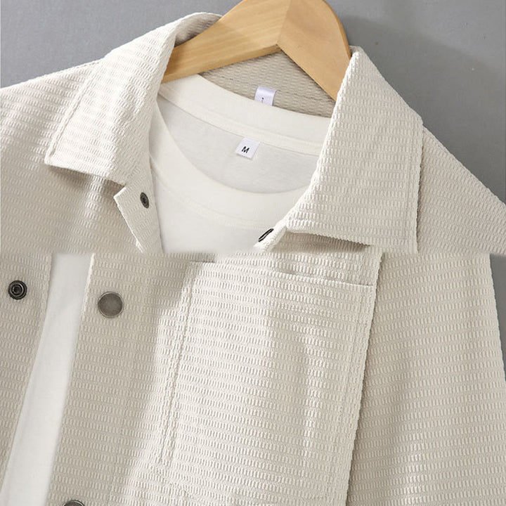 Buddha Stones通勤用ラペルデザインボタン付きメンズ長袖ジャケット（ポケット付き） - image 3