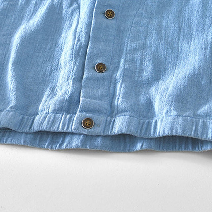 Buddha Stones通勤用 無地 シンプル ボタンデザイン メンズ 長袖 ラミー リネン ジャケット ポケット付き - image 25