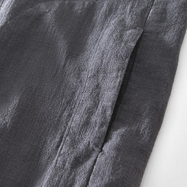 Buddha Stones通勤用 無地 シンプル ボタンデザイン メンズ 長袖 ラミー リネン ジャケット ポケット付き - image 16