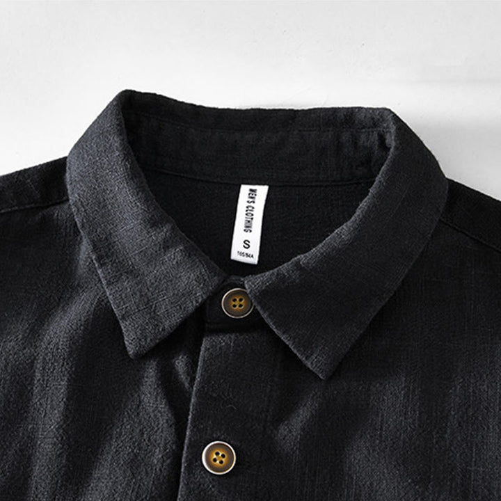 Buddha Stones通勤用 無地 シンプル ボタンデザイン メンズ 長袖 ラミー リネン ジャケット ポケット付き - image 6