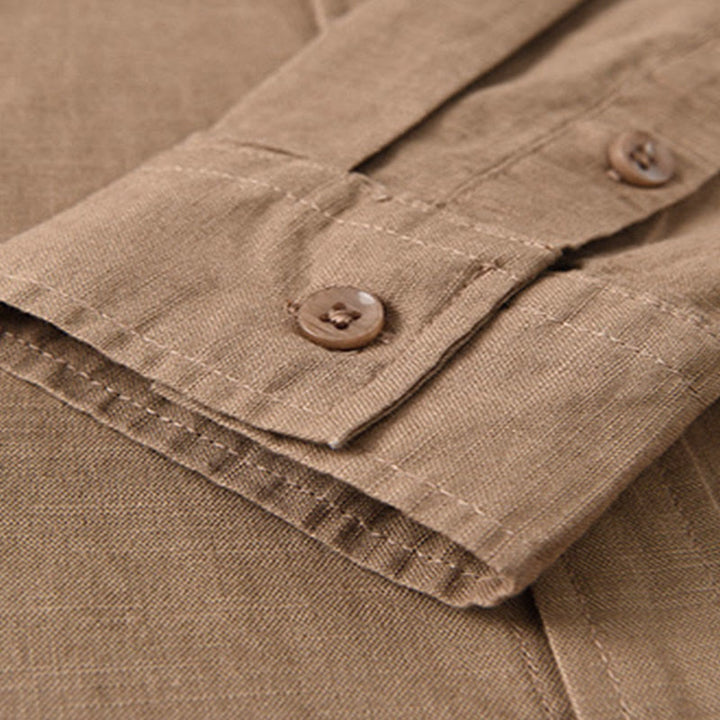 Buddha Stones メンズ 長袖 コットンリネン 無地 スタンドカラー ポケット付き カジュアルシャツ - image 23