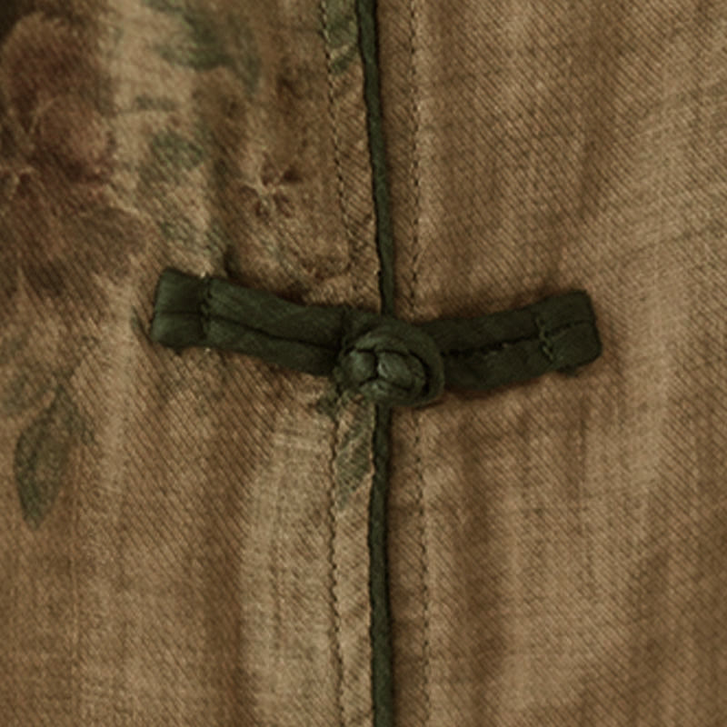 Buddha Stonesパープルフラワープリントカエルボタンデザインシャツ - image 7