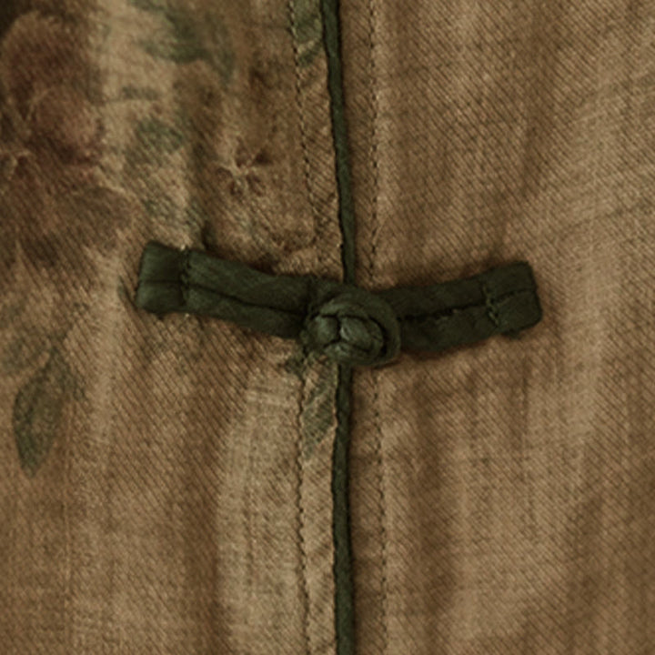 Buddha Stonesパープルフラワープリントカエルボタンデザインシャツ - image 7