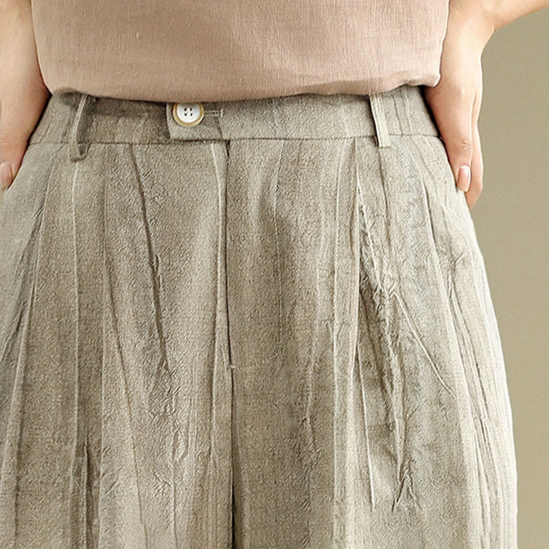 Buddha Stonesカジュアル タン レディース コットン 伸縮性ウエスト ワイドレッグパンツ ポケット付き - image 10