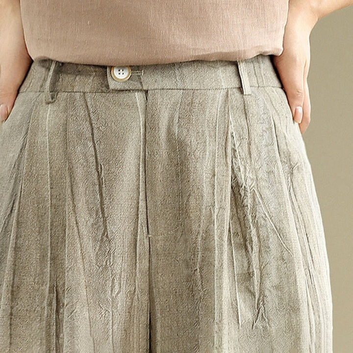 Buddha Stonesカジュアル タン レディース コットン 伸縮性ウエスト ワイドレッグパンツ ポケット付き - image 10