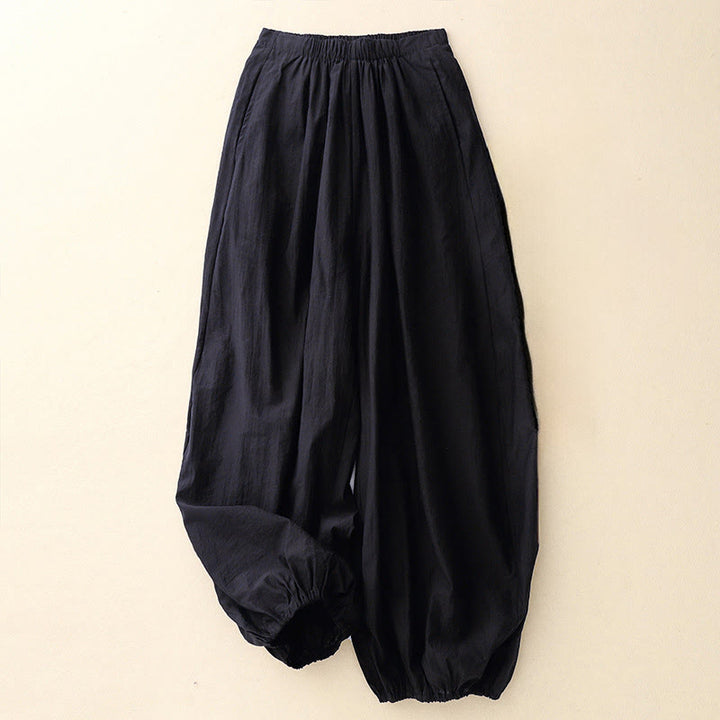 Buddha Stonesカジュアル シンプルデザイン レディース コットン ハーレムパンツ ポケット付き - 黒 - US8-10，UK/AU12-14，EU40-42 (2XL) - image 0