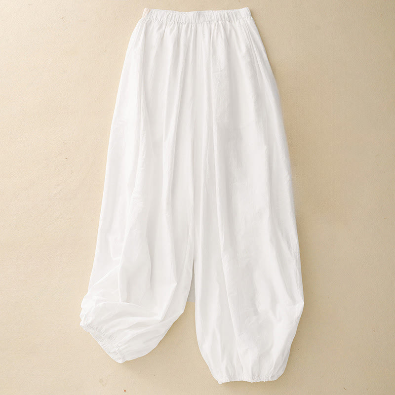 Buddha Stonesカジュアル シンプルデザイン レディース コットン ハーレムパンツ ポケット付き - 白 - US8-10，UK/AU12-14，EU40-42 (2XL) - image 4