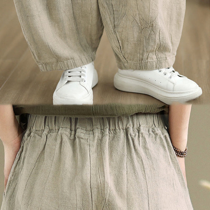 Buddha Stonesカジュアル 無地 レディース コットンリネン ハーレムパンツ ポケット付き - image 7