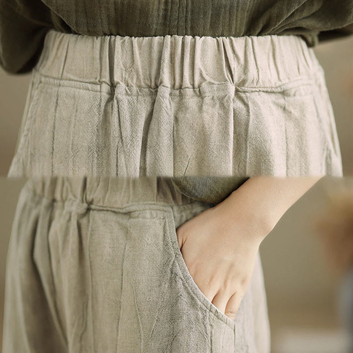 Buddha Stonesカジュアル 無地 レディース コットンリネン ハーレムパンツ ポケット付き - image 6