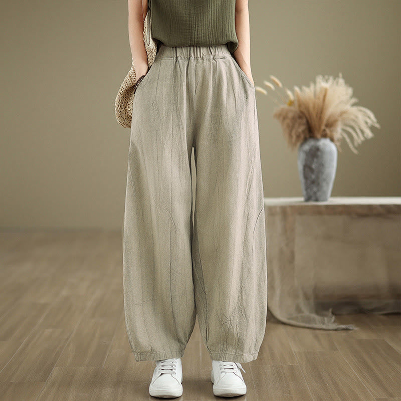 Buddha Stonesカジュアル 無地 レディース ハーレムパンツ ポケット付き - ベージュ - US8-10，UK/AU12-14，EU40-42 (2XL) - image 0