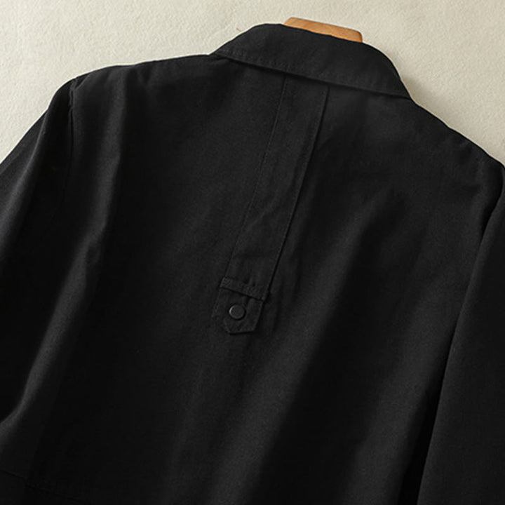 Buddha Stones無地ボタンデザイン スタンドカラー レディース コットンジャケット - image 9