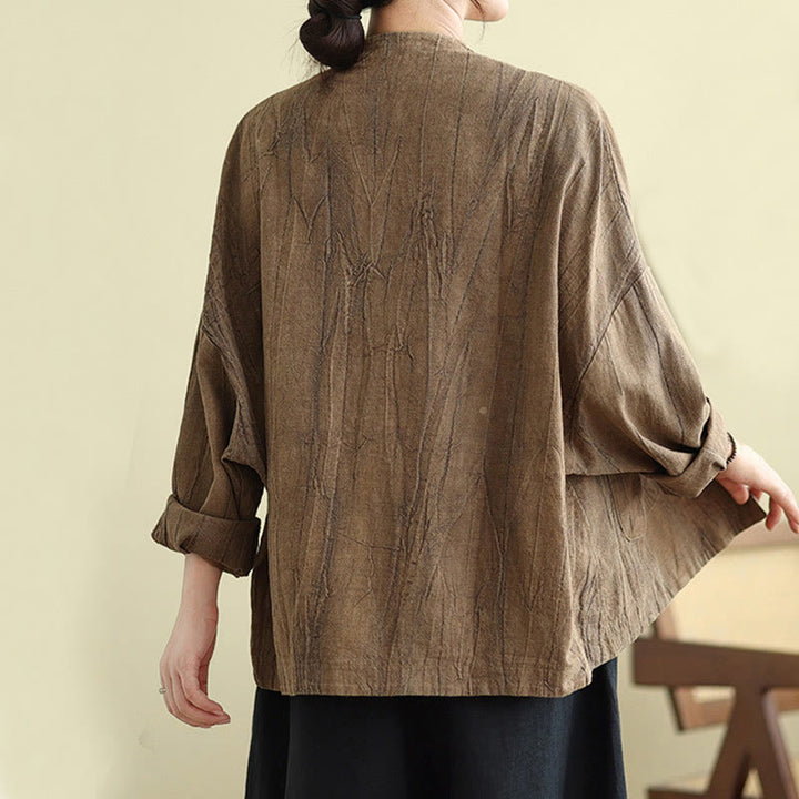 Buddha Stones無地 長袖 レディース コットンリネン ジャケット ポケット付き - image 4