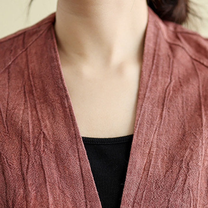 Buddha Stones無地 長袖 レディース コットンリネン ジャケット ポケット付き - image 15