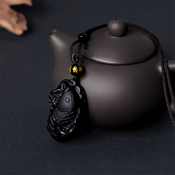 Buddha Stones天然黒曜石 アンフィオックス 強さのネックレスペンダント - image 6