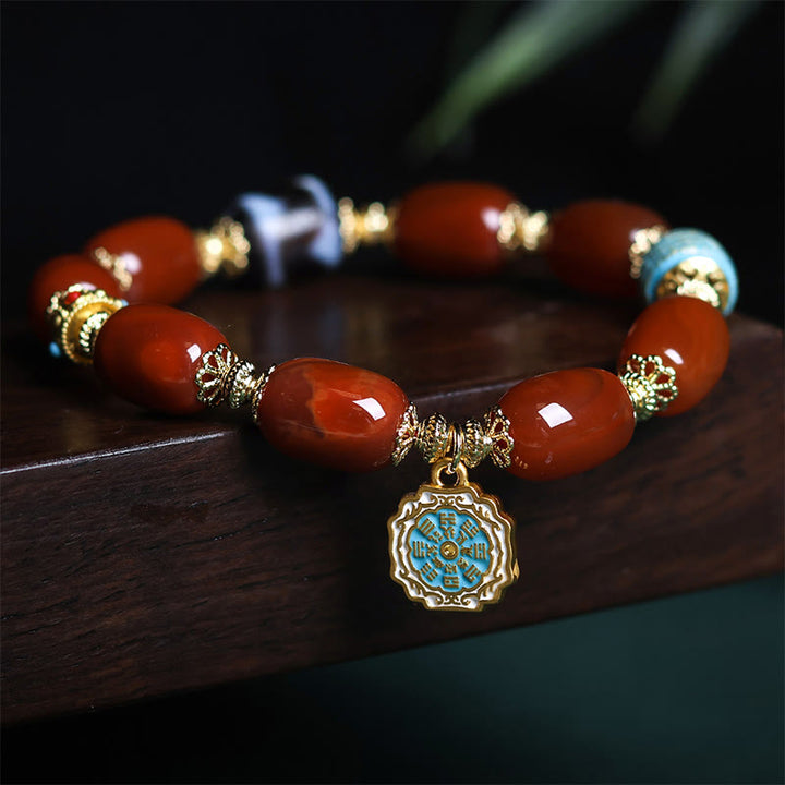 Buddha Stones天然南赤瑪瑙八卦ビーズパワーブレスレット - 南赤瑪瑙と八卦（手首周り：15～18cm） - image 1