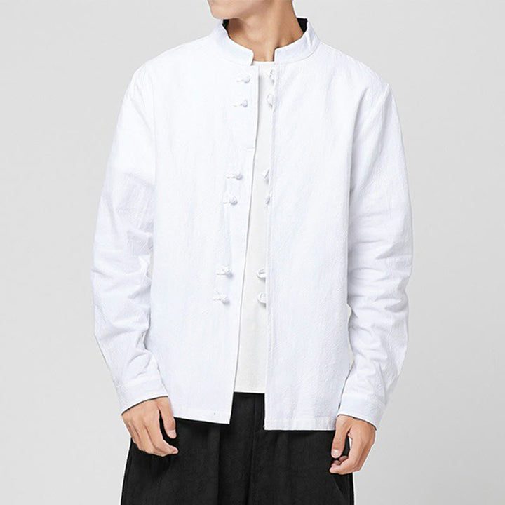 Buddha Stones メンズ フロッグボタン ドラゴン柄 カフス コットン 長袖シャツ - image 6