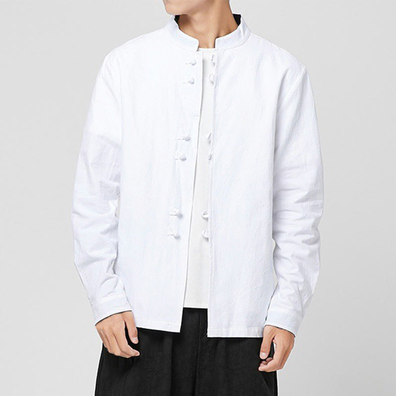 Buddha Stones メンズ フロッグボタン ドラゴン柄 カフス コットン 長袖シャツ - image 6