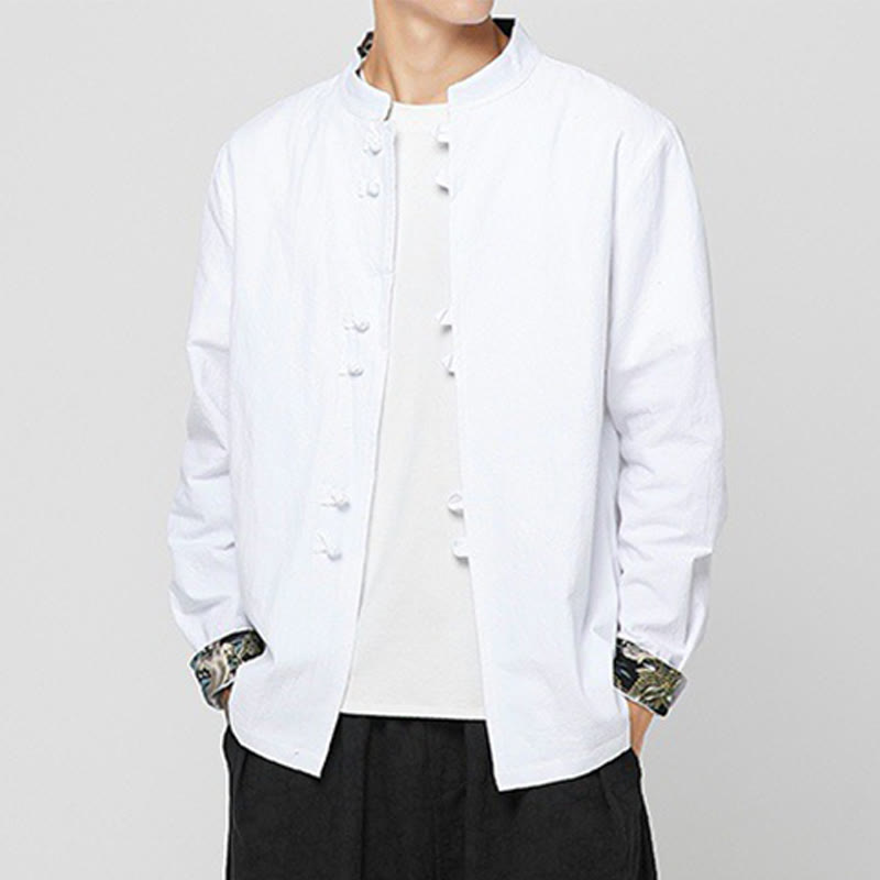 Buddha Stones メンズ フロッグボタン ドラゴン柄 カフス コットン 長袖シャツ - image 10