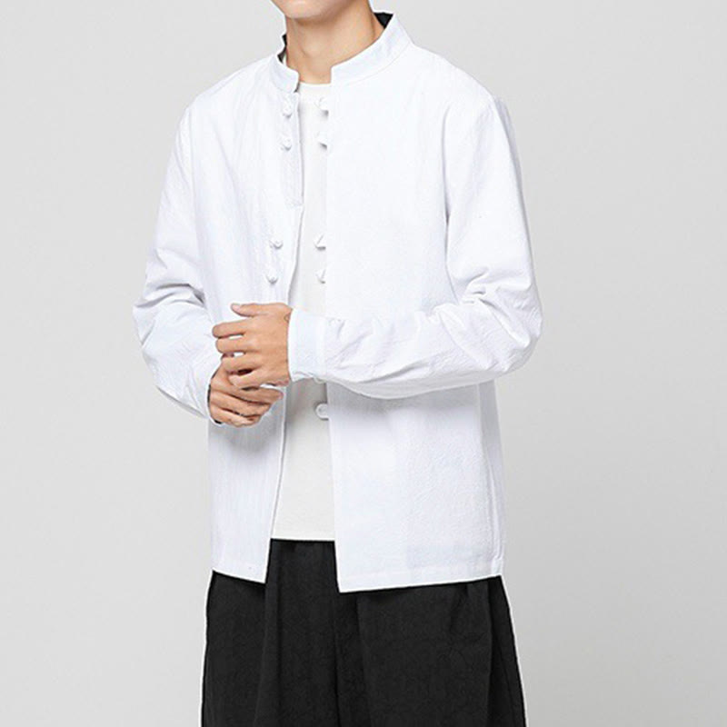 Buddha Stones メンズ フロッグボタン ドラゴン柄 カフス コットン 長袖シャツ - image 8