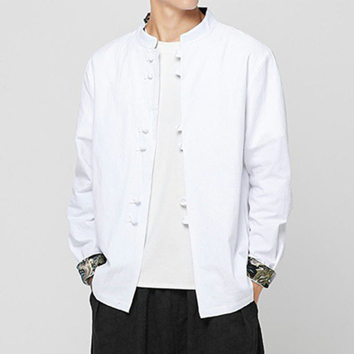 Buddha Stones メンズ フロッグボタン ドラゴン柄 カフス コットン 長袖シャツ - image 10