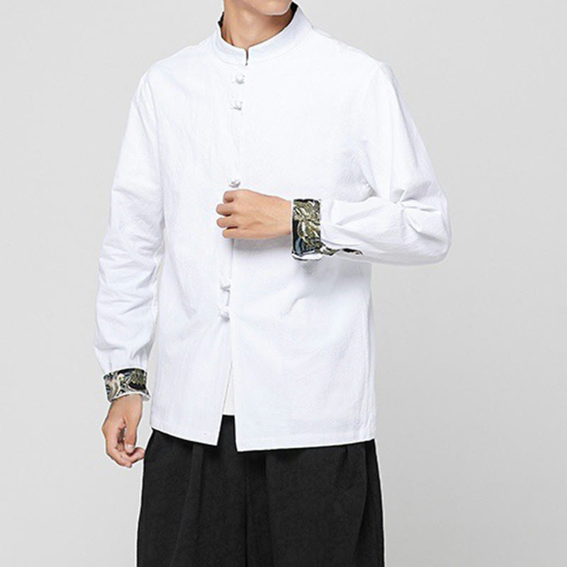 Buddha Stones メンズ フロッグボタン ドラゴン柄 カフス コットン 長袖シャツ - image 9