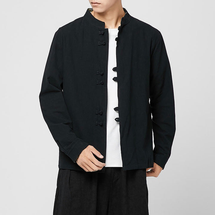 Buddha Stones メンズ フロッグボタン ドラゴン柄 カフス コットン 長袖シャツ - image 16