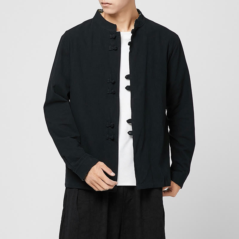 Buddha Stones メンズ フロッグボタン ドラゴン柄 カフス コットン 長袖シャツ - image 16