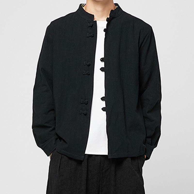 Buddha Stones メンズ フロッグボタン ドラゴン柄 カフス コットン 長袖シャツ - 黒 - US/UK/AU46、 EU56 (5XL) - image 13