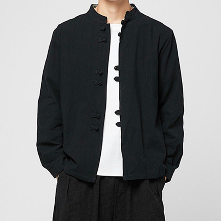 Buddha Stones メンズ フロッグボタン ドラゴン柄 カフス コットン 長袖シャツ - 黒 - US/UK/AU46、 EU56 (5XL) - image 13