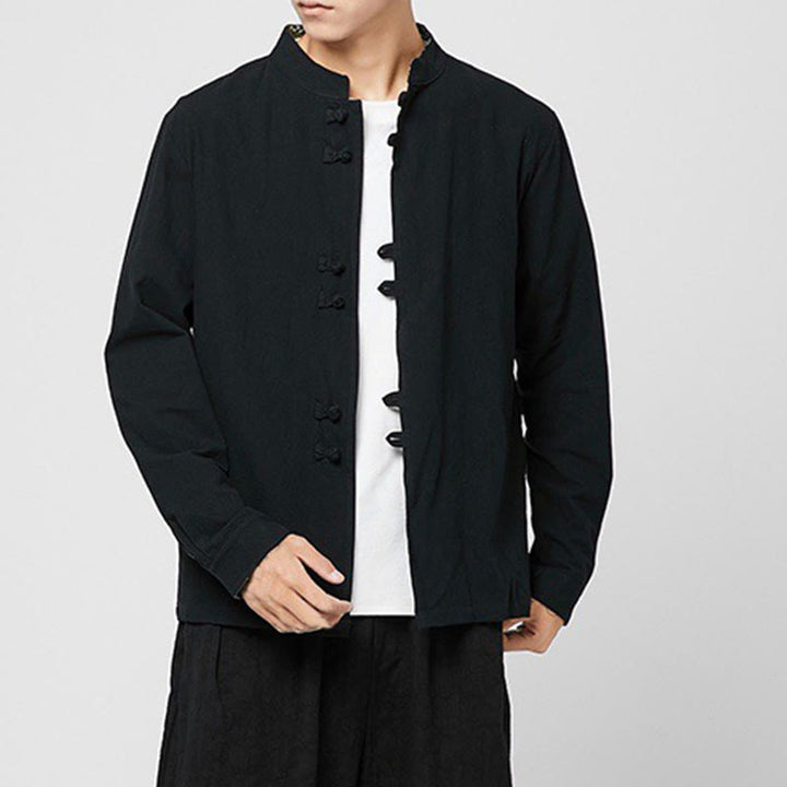 Buddha Stones メンズ フロッグボタン ドラゴン柄 カフス コットン 長袖シャツ - image 14