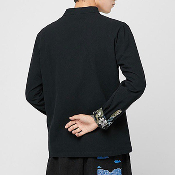 Buddha Stones メンズ フロッグボタン ドラゴン柄 カフス コットン 長袖シャツ - image 18