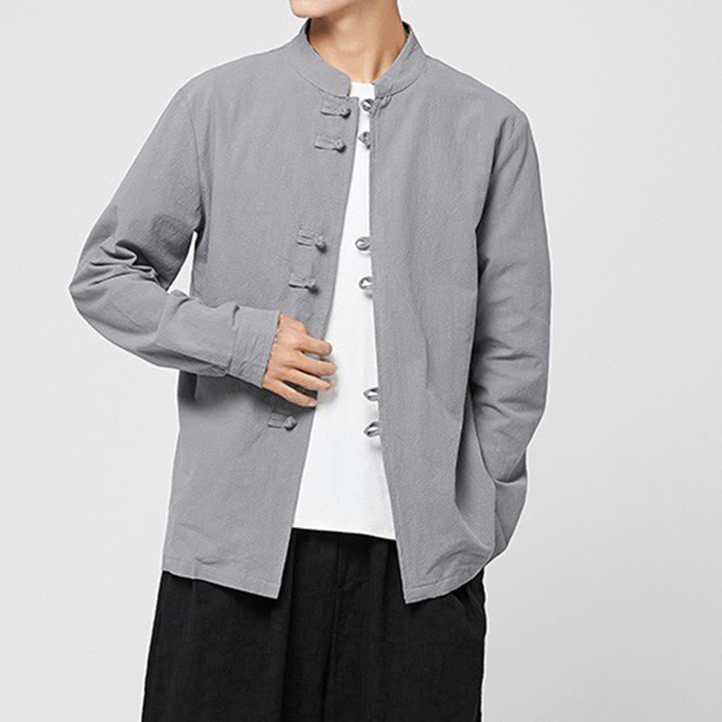 Buddha Stones メンズ フロッグボタン ドラゴン柄 カフス コットン 長袖シャツ - image 22