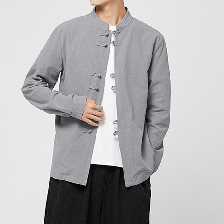 Buddha Stones メンズ フロッグボタン ドラゴン柄 カフス コットン 長袖シャツ - image 22