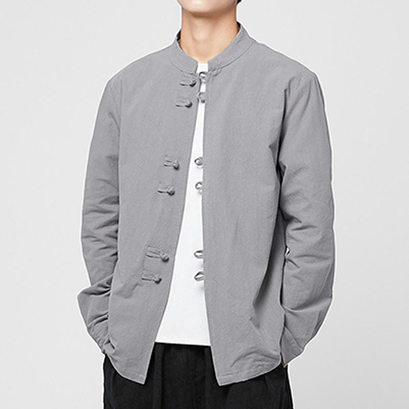 Buddha Stones メンズ フロッグボタン ドラゴン柄 カフス コットン 長袖シャツ - image 23