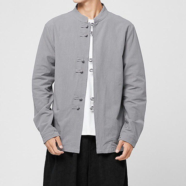 Buddha Stones メンズ フロッグボタン ドラゴン柄 カフス コットン 長袖シャツ - ダークグレー - US/UK/AU46、 EU56 (5XL) - image 19