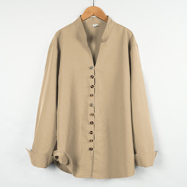 Buddha Stones無地ボタン秋長袖メンズシャツ - 小麦 - US/UK/AU46、 EU56 (3XL) - image 5