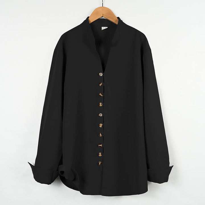 Buddha Stones無地ボタン秋長袖メンズシャツ - 黒 - US/UK/AU46、 EU56 (3XL) - image 16