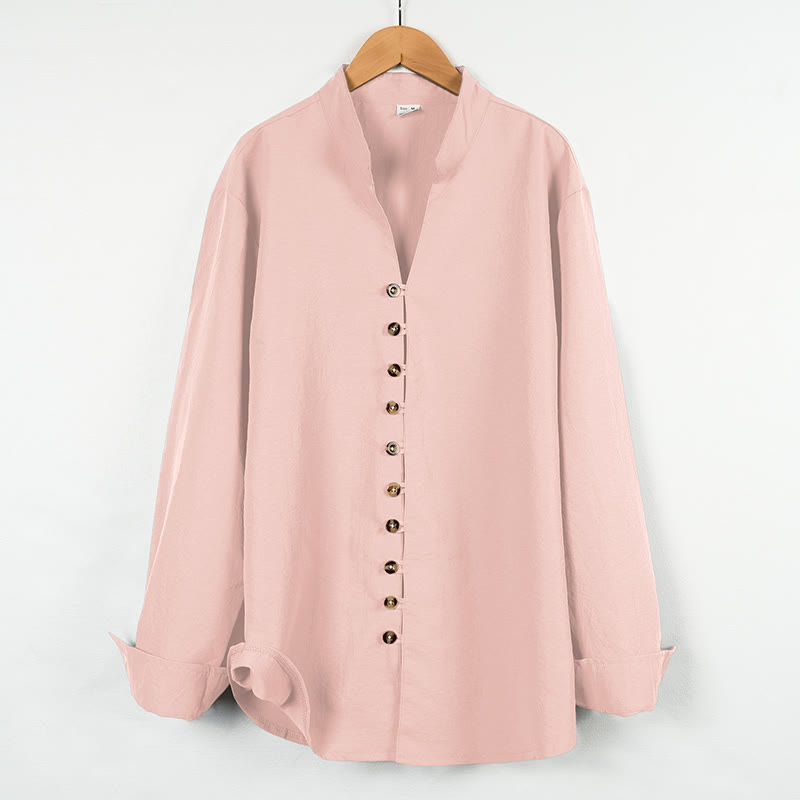 Buddha Stones無地ボタン秋長袖メンズシャツ - ピンク - US/UK/AU46、 EU56 (3XL) - image 13