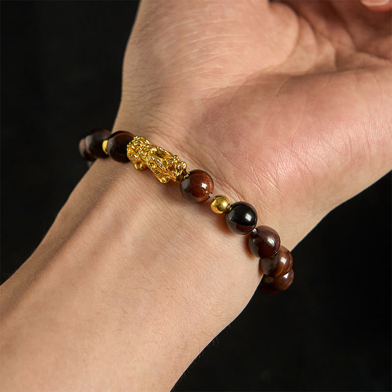 Buddha Stones各種カラータイガーアイビーズPiXiu富勇気ブレスレット - image 19