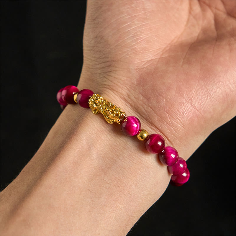Buddha Stones各種カラータイガーアイビーズPiXiu富勇気ブレスレット - image 15
