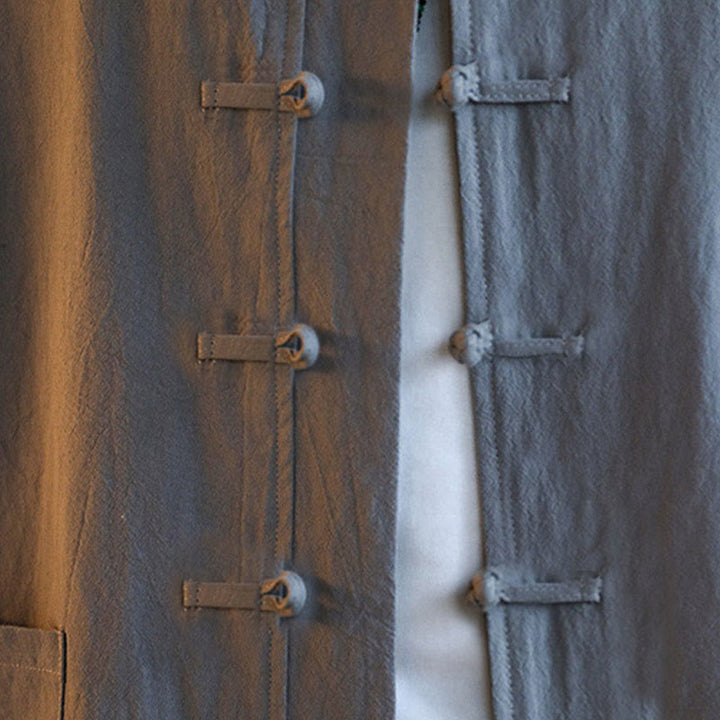 Buddha Stones 2点セット 禅唐装 メンズ カエルボタン 長袖 シャツ パンツ セット ポケット付き - image 10